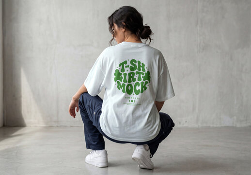 White T-Shirt Mockup with Female Model