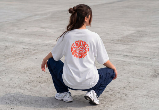 T-Shirt Mockup with Female Model