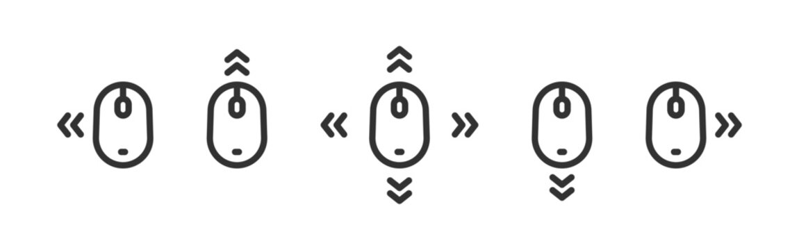 Computer mouse icon. Device scroll. Mouse cursor pointer. Editable stroke.