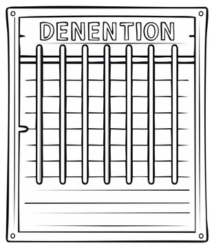 Drawn Detention Chart with Lines for Names and Dates in Black and White