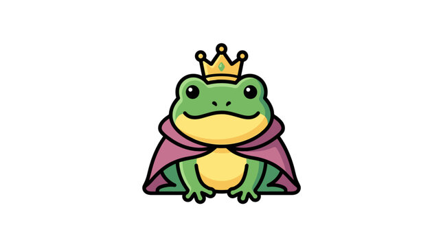 Cartoon Frog Wearing Crown Cape.