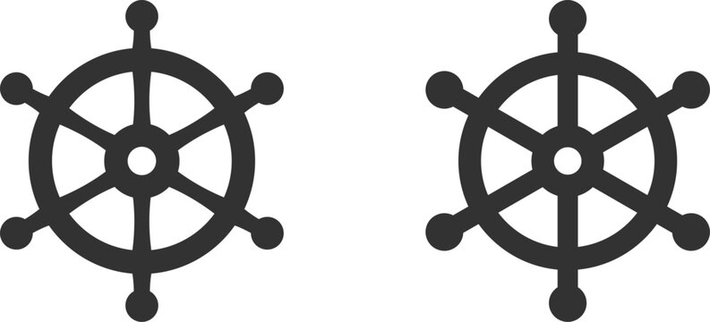 Ship wheel icon. Steering boat rudder. Direction control in the sea. Editable stroke.