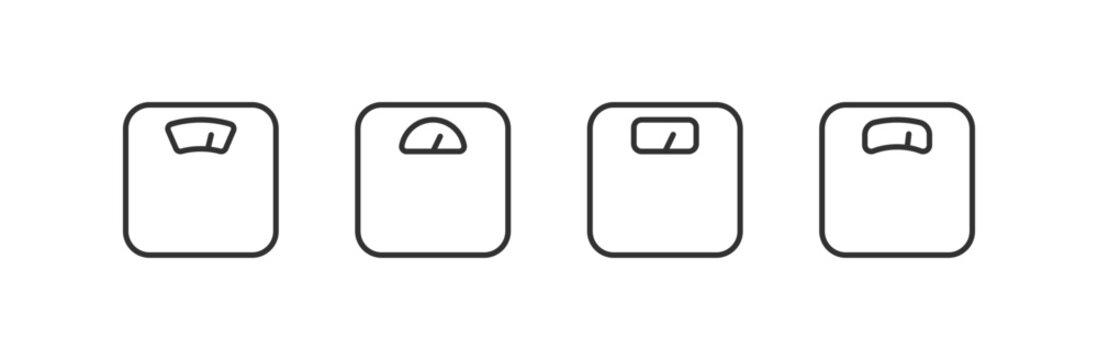 Weight scale icon. Measurement balance. Editable stroke.