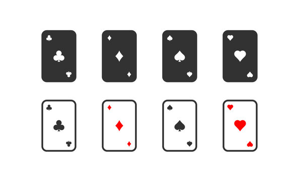 Poker card icon. Casino gambling. Play club game. Editable stroke.