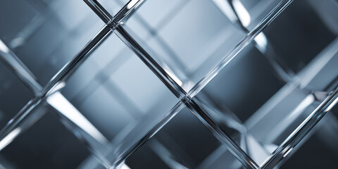 Obraz premium Abstract Glass Cubes with Reflective Surfaces and Geometric Grid