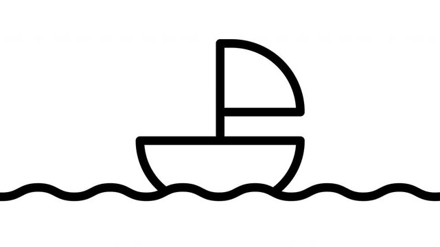 Animated boat icon showing floating motion on waves for travel and marine content