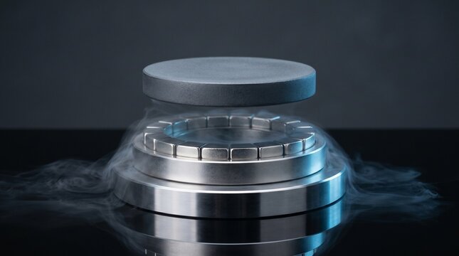 Efecto Meissner Disco superconductor de YBCO levitando sobre arreglo de imanes de neodimio