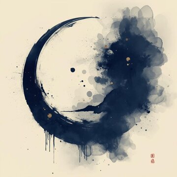 三日月と夜空の雲
