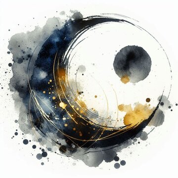 陰陽を思わせる和モダンな月