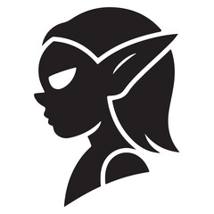 Fantasy elf character side profile silhouette for gaming or creature mascot logo vector © AbdullahAlMahmud