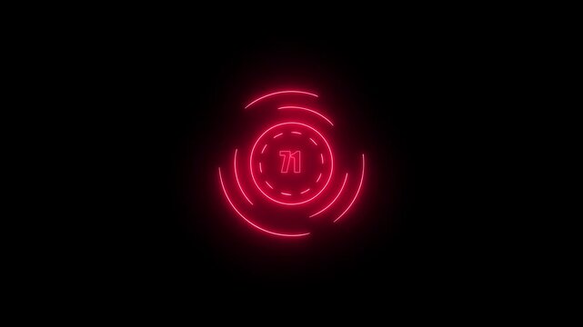 Neon pink digital loading circle animation with percentage counter from zero to hundred on black background featuring glowing tech motion.