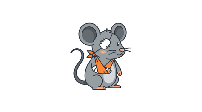 Cartoon mouse with orange scarf.