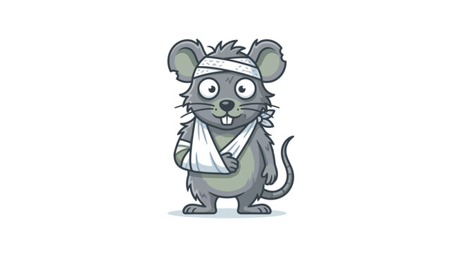 Cartoon mouse with bandage injury.