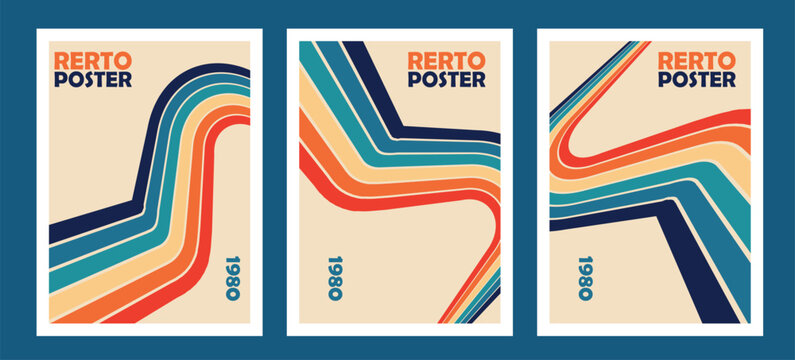 Retro 1980 style abstract geometric poster set