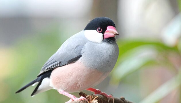 Cute Java Sparrow Portrait with Soft Feathers and Gentle Light on Minimal Background