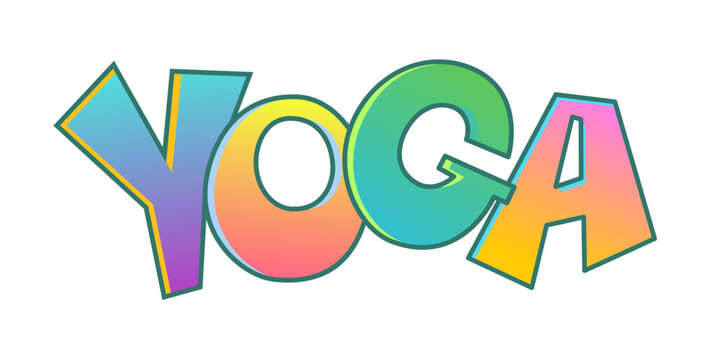 Bright vector lettering word Yoga with colorful gradient typography.