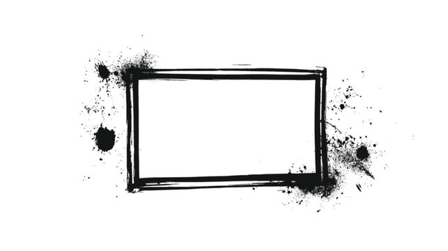 Rectangular frame surrounded by dark ink splashes and gritty marks provides a rugged industrial look that is perfect for framing text or images in a highly stylized urban design project.