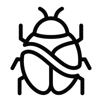 Software bug icon representing programming errors technical glitches debugging and web development issues in simple black line art vector