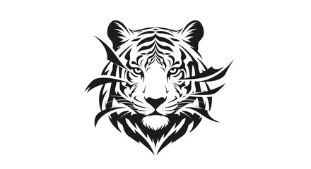 Obraz premium Stylized Tiger Head Silhouette Vector Art