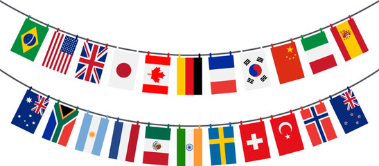 Football world international flags bunting global soccer tournament celebration decorations