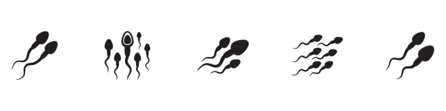 Sperm cells icon set. Human spermatozoon symbol. Reproductive health biology logo. Fertilization and pregnancy concept sign. Vector illustration. Vector Graphic. EPS 10