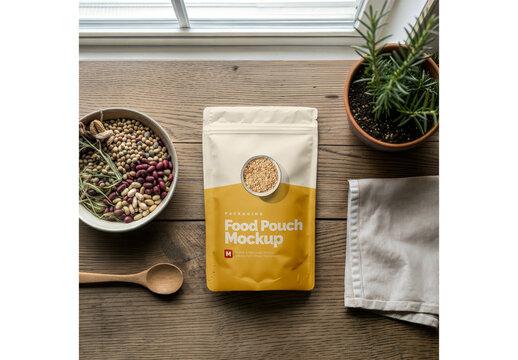 Food Pouch Mockup Template for Professional Brand Identity Showcase