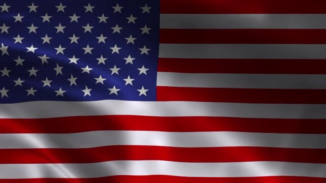 Waving american flag motion background with red and white stripes and blue field with stars, patriotic symbol waving in wind, 4k footage of usa flag.