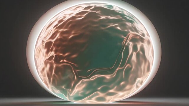Pulsating abstract energy orb with rippling liquid surface
