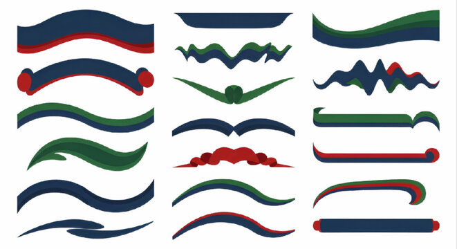 Collection of classic wavy and straight graphic text dividers for elegant design projects