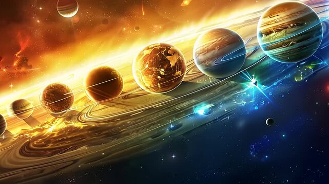 Planets in our solar system orbiting.
