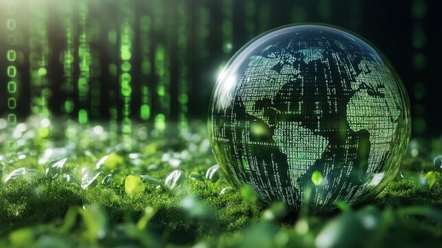 Digital Earth Globe Representing Technology Data And Sustainability Concepts