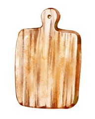 Rustic wooden square cutting board Kitchen preparation board isolated on white background perfect for culinary branding packaging and watercolor illustration © Tatiana