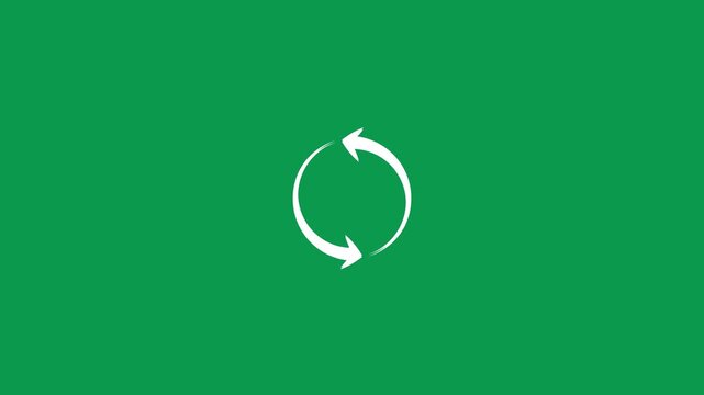 White loading refresh arrows spinning loop on green screen chroma key background