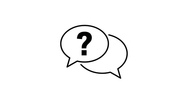 Question mark in speech bubble icon for faq or help section