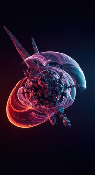 Highly complex, non-representational visual field featuring intense color transitions and chaotic spatial geometry and dimensional shifts, gradient, fractal, maximal