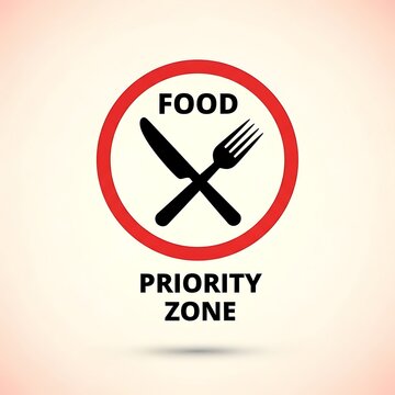 No food allowed priority zone sign icon.