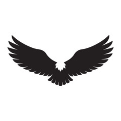 Naklejka premium Spread eagle wings silhouette for emblem or logo design representing freedom flight and power in nature and sport themes.