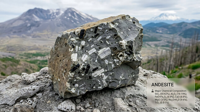 Andesite Specimen Mount St Helens Washington USA Ultra Realistic Geological RAW Photograph Volcanic Lava