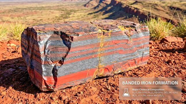 Banded Iron Formation Specimen Hamersley Range Western Australia Ultra Realistic Geological RAW Photo