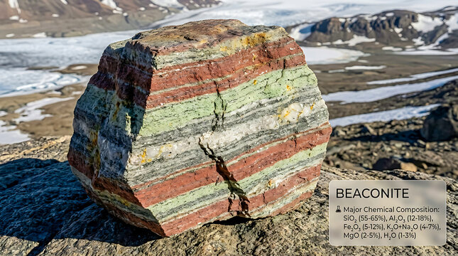 Beaconite Banded Metatuff Specimen Beacon Supergroup McMurdo Dry Valleys Antarctica Ultra Realistic RAW Photo