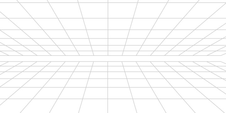 Vector perspective grid. Detailed lines forming an abstract background. Ultra wide illustration.