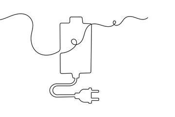 Obraz premium Continuous one line drawing of a battery icon minimalist vector design