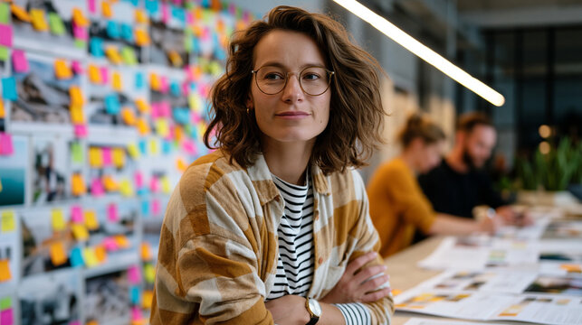 Marketing campaign director reviewing holiday planning calendar pinned across entire studio wall, seasonal brief documents spread on long table, small focused team annotating timelines and asset che