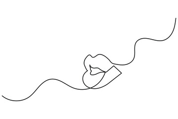 Obraz premium Lips continuous one line art drawing for minimalist beauty and makeup concept vector illustration