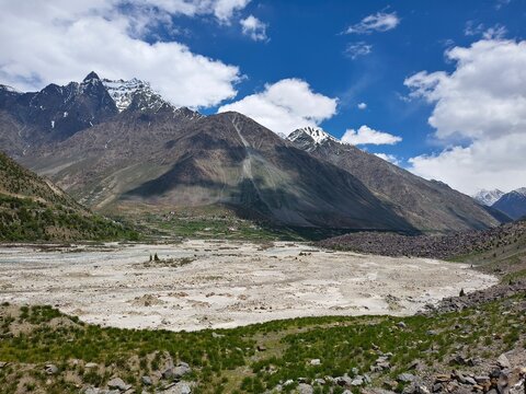 Beautiful Mountain Lake on Manali Leh Road with Snow Capped Himalayan Peaks