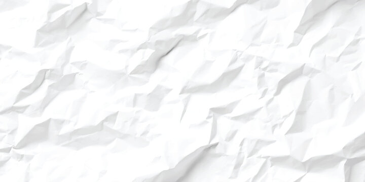 Realistic white crumpled paper texture pattern empty blank document page macro background vector illustration design.