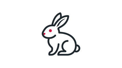 Obraz premium Cute cartoon white rabbit sitting.
