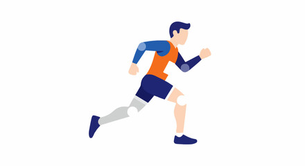 Obraz premium Flat illustration of a runner in motion, mid-stride, with simplified features