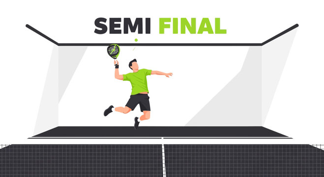 A Dynamic Illustration Of Padel Player In Motion During A Semifinal Match