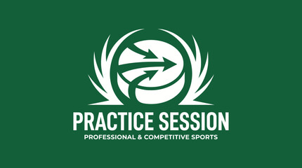Fototapeta premium Abstract Logo Design: Practice Session Icon with Arrows on Green Background